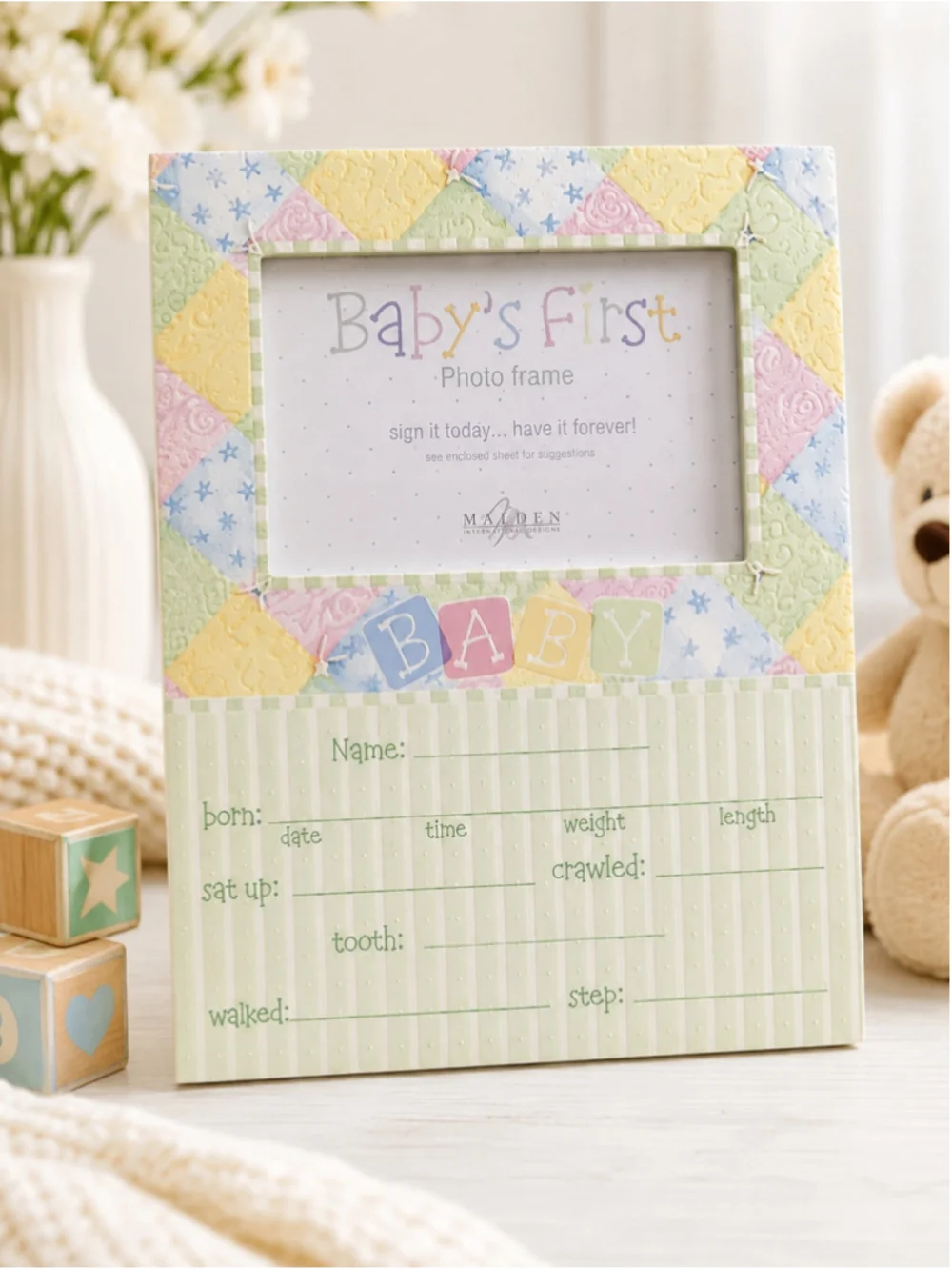Malden International Designs Baby’s First Photo Frame – Gender Neutral – 10” x 8
